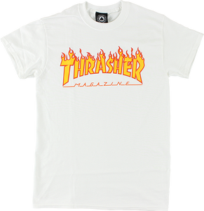 Thrasher Flame T-Shirt - Size: LARGE White