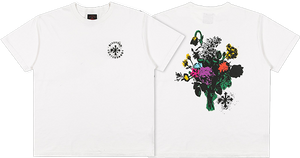 Disorder Floral Stencil T-Shirt - Size: LARGE Vintage White