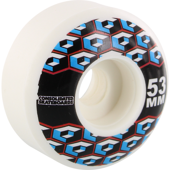 Consolidated Cracked Cube 53mm White Skateboard Wheels (Set of 4)