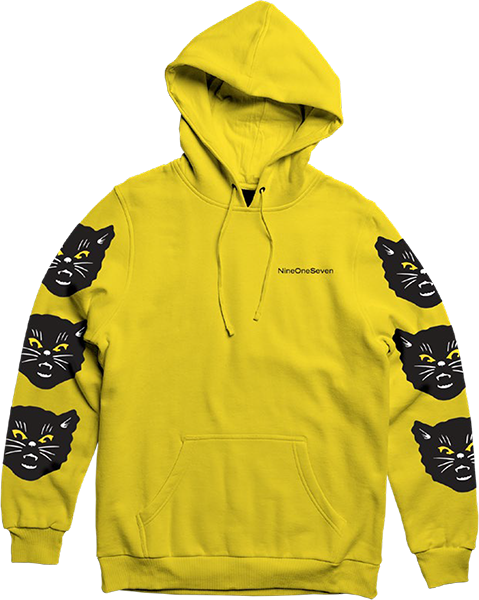 Call Me 917 Black Cat Hooded Sweatshirt - LARGE Gold