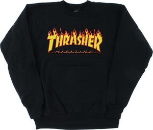 Thrasher Flame Logo Crew Sweatshirt - MEDIUM Black/Yellow