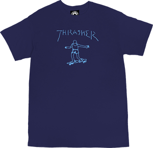 Thrasher Gonz Logo T-Shirt - Size: X-LARGE Navy/Lt.Blue