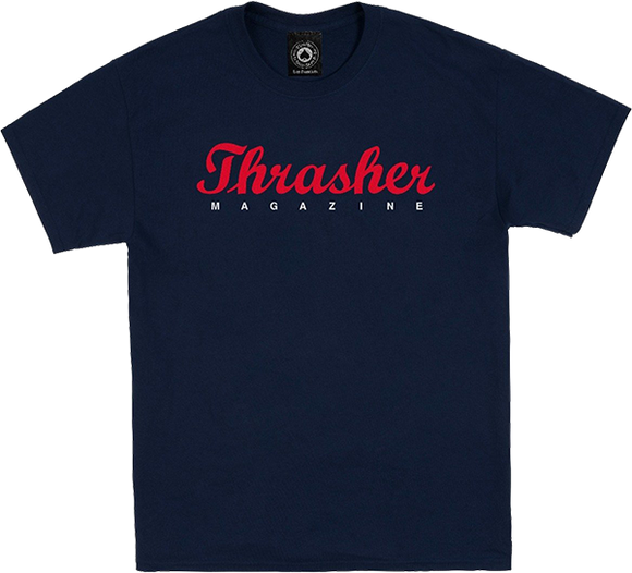 Thrasher Script T-Shirt - Size: MEDIUM Navy