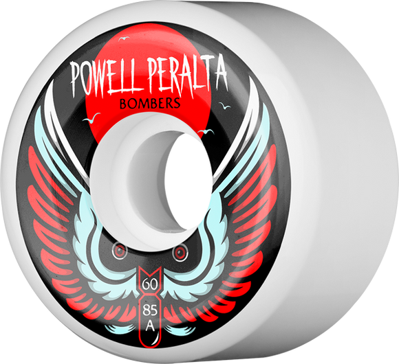 Powell Peralta Bomber III 85a 60mm White Skateboard Wheels (Set of 4)