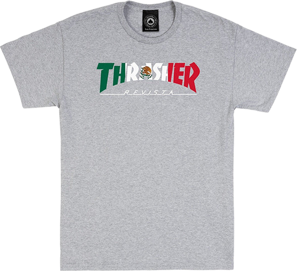 Thrasher Mexico T-Shirt - Size: SMALL Heather Grey