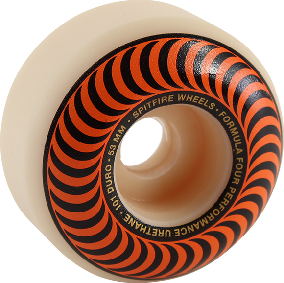 Spitfire F4 101a Classic Swirl 53mm White W/Orange Skateboard Wheels (Set of 4)