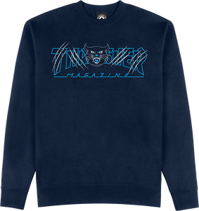 Thrasher Gato Crew Sweatshirt - X-LARGE Navy