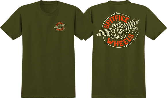 Spitfire Gonz Flying Classic T-Shirt - Size: SMALL Military Green