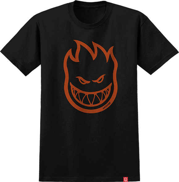 Spitfire Bighead T-Shirt - Size: SMALL Black/Burnt Orange