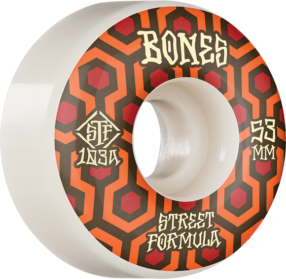 Bones Wheels STF V1 Retros 53mm 103a White/Red Skateboard Wheels (Set of 4)