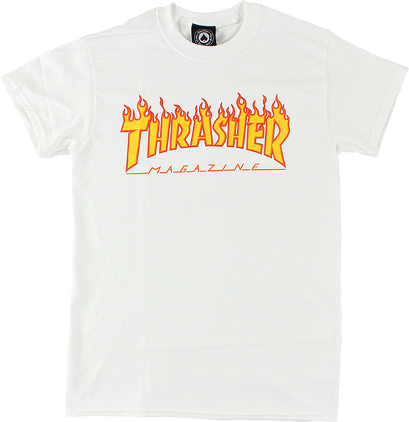 Thrasher Flame T-Shirt - Size: X-LARGE White