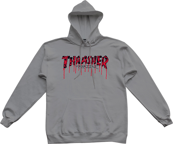 Thrasher Blood Drip Hooded Sweatshirt - MEDIUM Lt.Steel