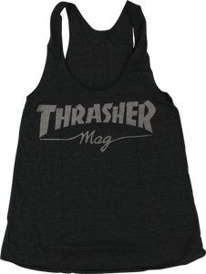 Thrasher Girls Mag Logo Racerback Tank Size: SMALL Black Hthr.