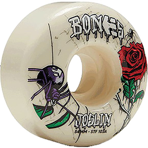 Bones Wheels Joslin STF V1 Etnies Collab 54mm 103a White Skateboard Wheels (Set of 4)