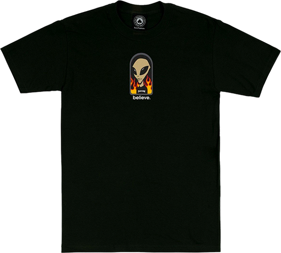 Thrasher X Alien Workshops Believe T-Shirt - Size: X-LARGE Black