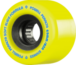 Powell Peralta Snakes 69mm 82a Yellow/Black W/Blu Longboard Wheels (Set of 4)