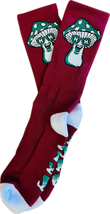 Happy Hour Mushroom Crew Socks Burgundy 