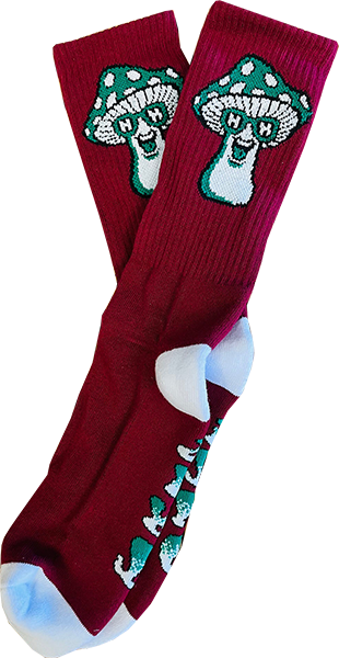 Happy Hour Mushroom Crew Socks Burgundy 