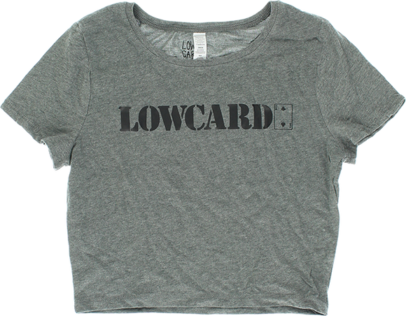 Lowcard Logo Crop Top XS/Size: SMALL Heather Grey/Black