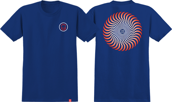 Spitfire Classic Swirl Fade T-Shirt - Size: SMALL Royal/Red/White Fade