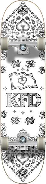 KFD Bandana Complete Skateboard -8.0 White 