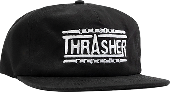 Thrasher Genuine Logo Skate HAT - Adjustable Black/White 