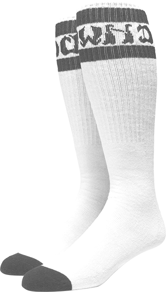 Dogtown Striped Tube Socks White/Grey - Single Pair 