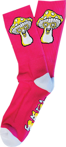 Happy Hour Mushroom Crew Socks Hot Pink/Teal 