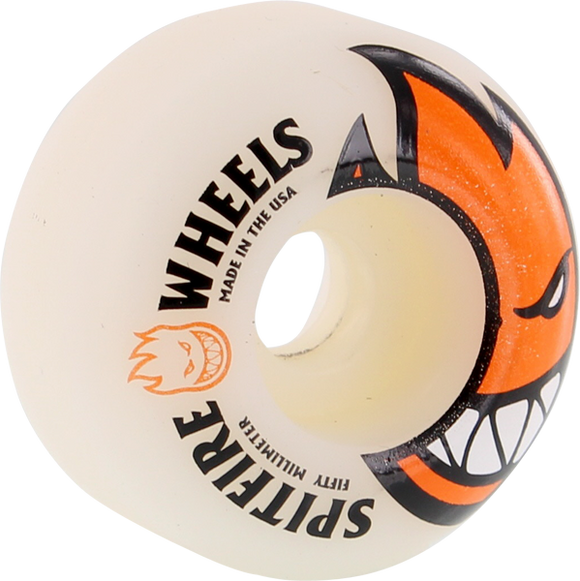 Spitfire Bighead 50mm White W/Orange Skateboard Wheels (Set of 4)