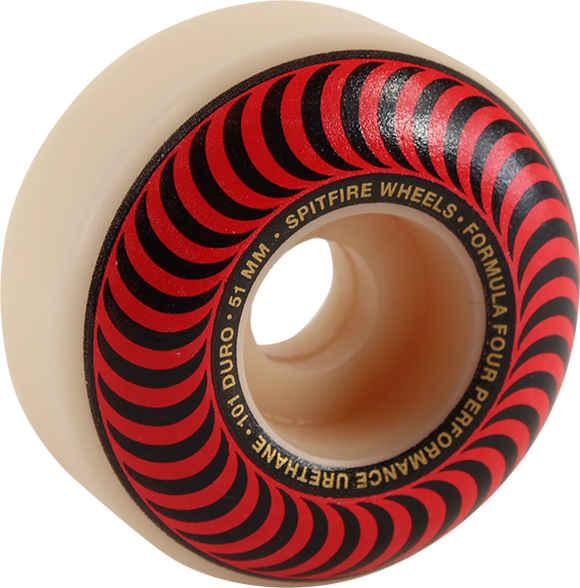 Spitfire F4 101a Classic Swirl 51mm White W/Red Skateboard Wheels (Set of 4)