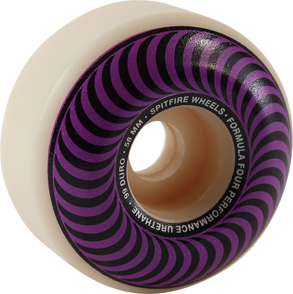 Spitfire F4 99a Classic Swirl 58mm White W/Purple Skateboard Wheels (Set of 4)