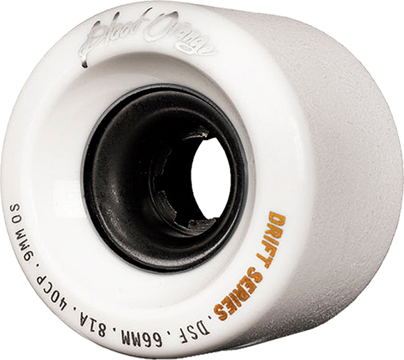 Blood Orange Drift 66mm 81a White Longboard Wheels (Set of 4)