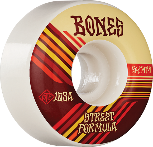 Bones Wheels STF V4 Retros 54mm 103a White Skateboard Wheels (Set of 4)