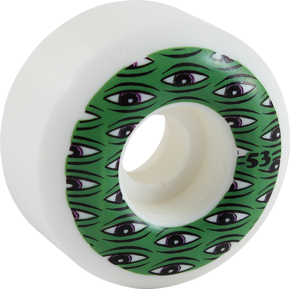 Toy Machine All Seeing 53mm White/Green Skateboard Wheels (Set of 4)