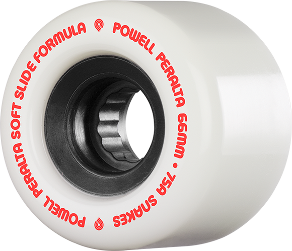 Powell Peralta Snakes 66mm 75a White/Black W/Red Longboard Wheels (Set of 4)