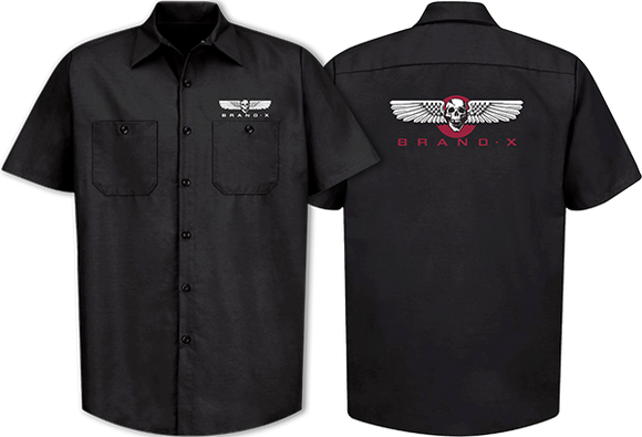 Brand-X Wings T-Shirt - Button Up Work Shirt Size: X-LARGE Black