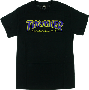 Thrasher Outlined T-Shirt - Size: X-LARGE Black/Purple/Yellow