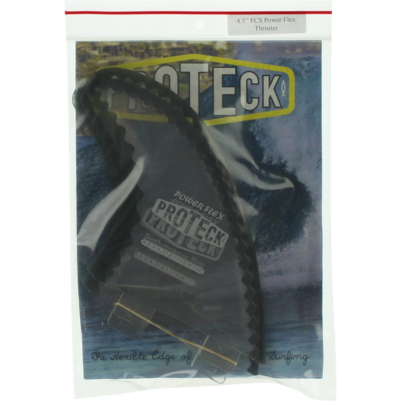 Proteck Power-Flex FCS Surfboard Fins Thruster 4.5 - Clear / Black - SET OF 2pcs