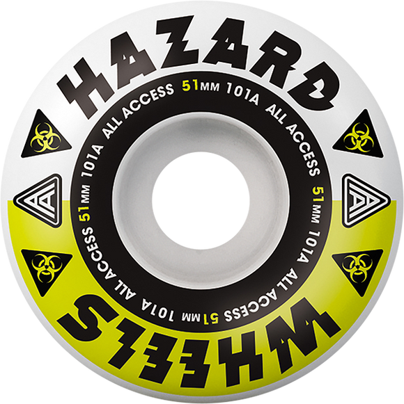 Hazard Cp Radial Melt 51mm White/Yellow Skateboard Wheels (Set of 4)