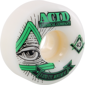 Acid Rem Pyramid 56mm 101a White Skateboard Wheels (Set of 4)