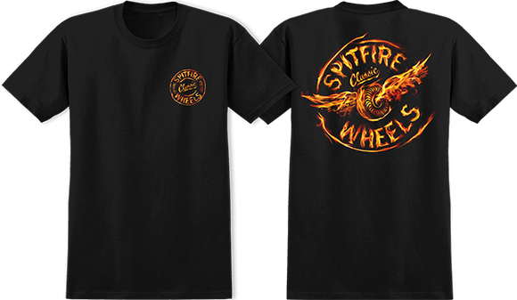 Spitfire Flamed Flying Classic T-Shirt - Size: SMALL Black