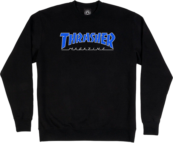 Thrasher Outlined Crew Sweatshirt - X-LARGE Black/Blue