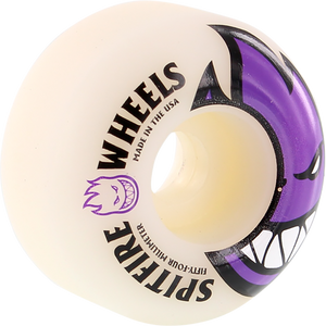 Spitfire Bighead 54mm White W/Purple Skateboard Wheels (Set of 4)