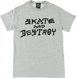 Thrasher Skate & Destroy T-Shirt - Size: LARGE Grey