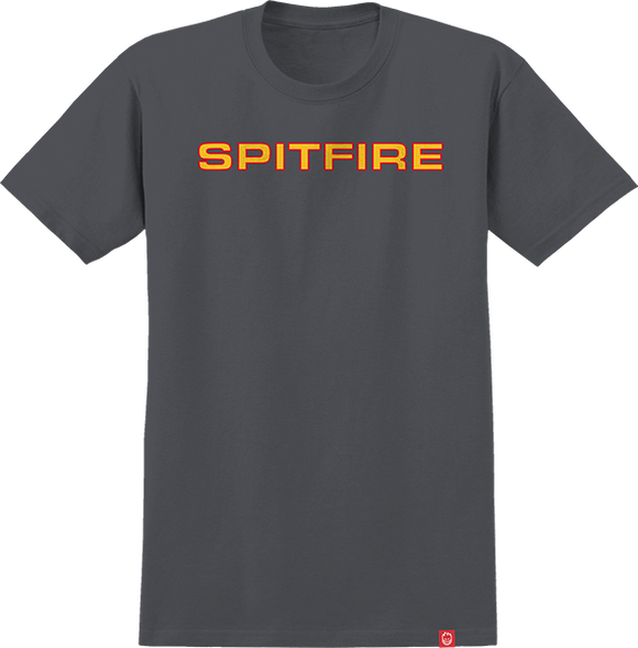 Spitfire Classic '87 T-Shirt - Size: X-LARGE Charcoal/Gold/Red