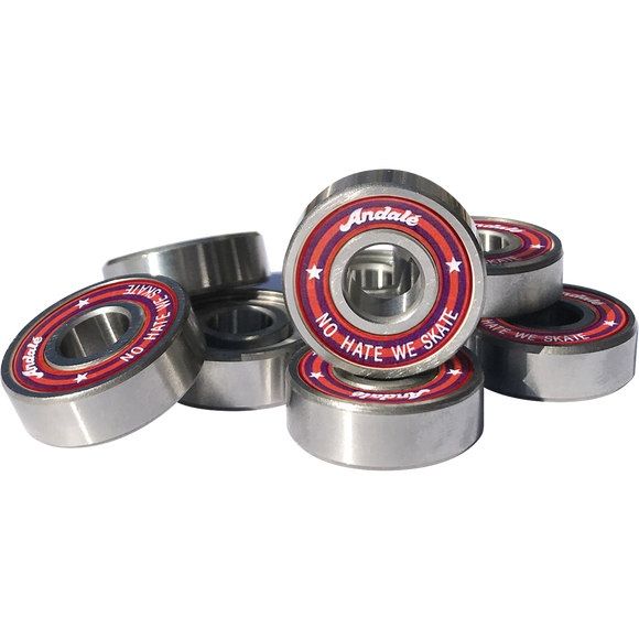 Andale No Hate We Skate Bearings White Single Set - 8 Pieces